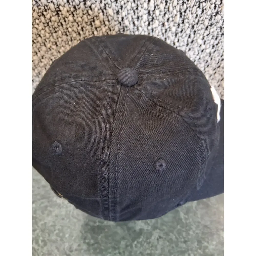 VTG LA Dodgers Hat Cap Men Strap Back Black White Cooperstown American Thread